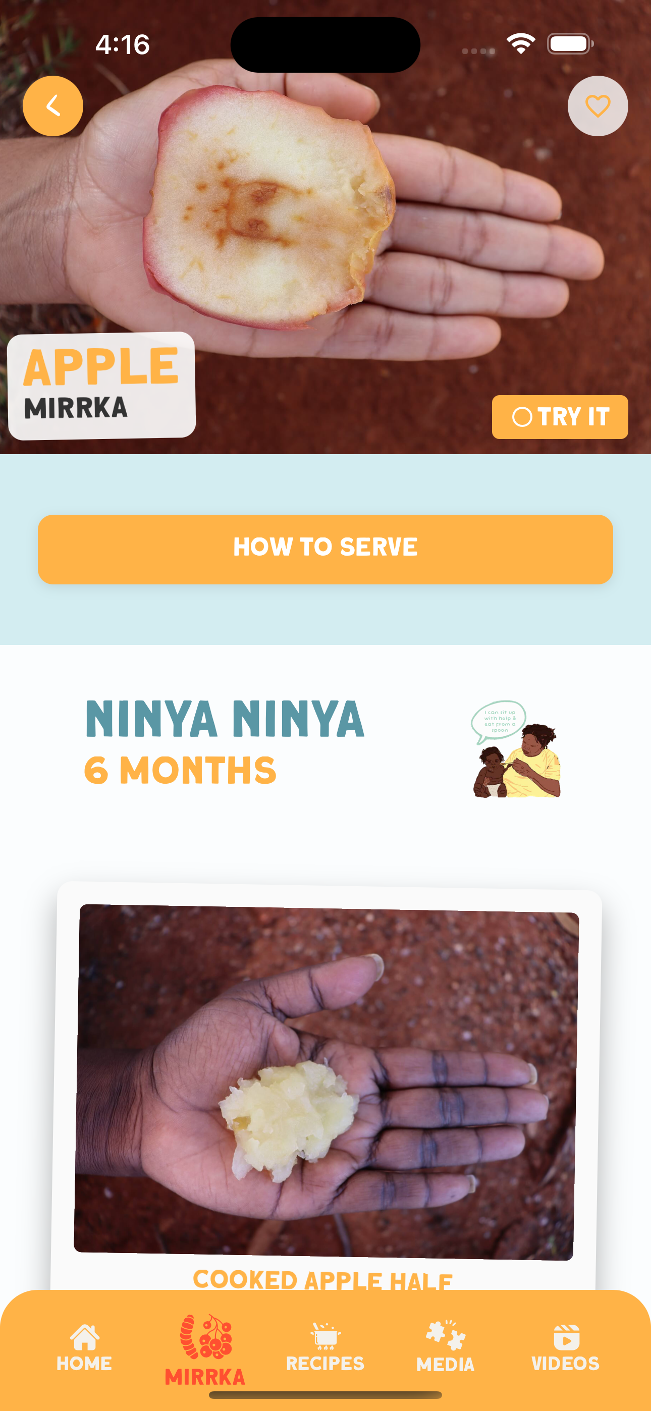 Food preparation screen